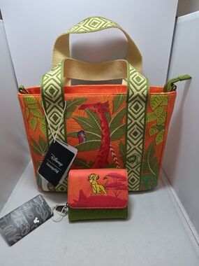 Disney Loungefly The Lion King Animal Print Crossbody Tote & Wallet NWT